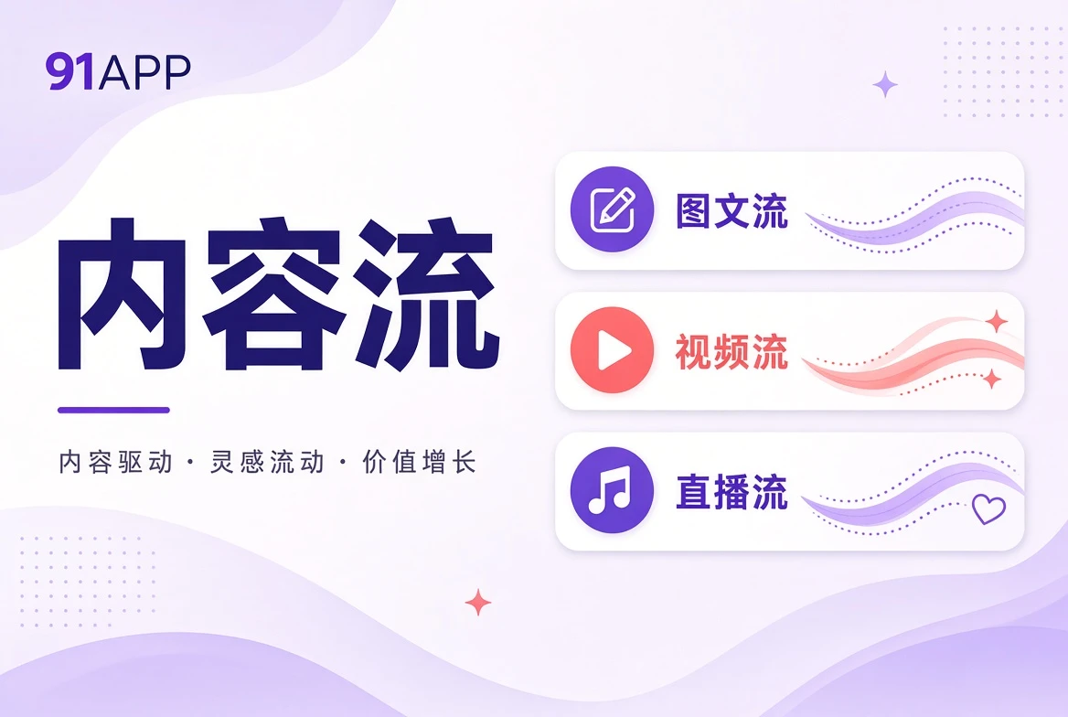 流动的内容卡片与分组路径插画